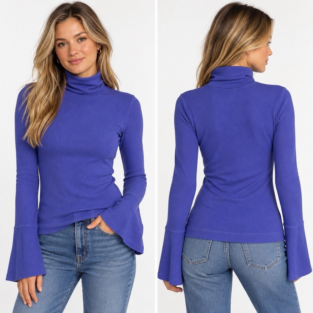 free people intimately purple bell sleeve turtleneck M Long Sleeve Shirt Blouse